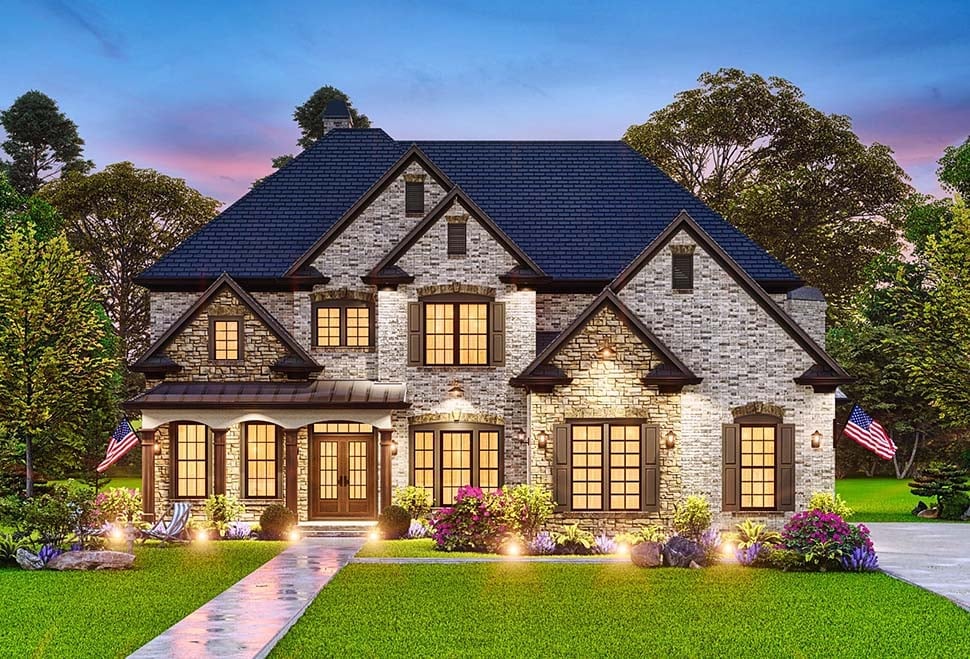 Country, European, Southern, Traditional Plan with 3338 Sq. Ft., 5 Bedrooms, 4 Bathrooms, 3 Car Garage Picture 9