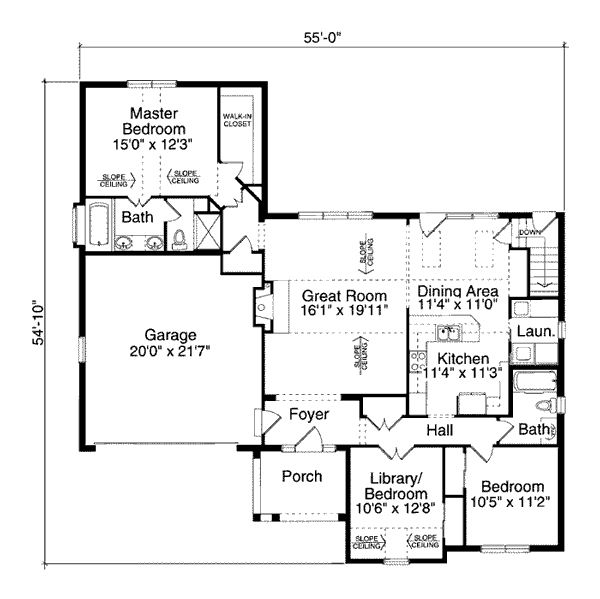 Plan 97702 | Traditional Style with 3 Bed, 2 Bath, 2 Car Garage