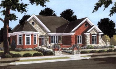 Traditional Plan with 4517 Sq. Ft., 3 Bedrooms, 4 Bathrooms, 2 Car Garage Elevation