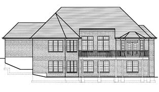 Traditional Plan with 4517 Sq. Ft., 3 Bedrooms, 4 Bathrooms, 2 Car Garage Rear Elevation