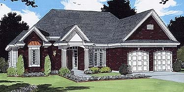 European Plan with 3141 Sq. Ft., 3 Bedrooms, 3 Bathrooms, 2 Car Garage Elevation