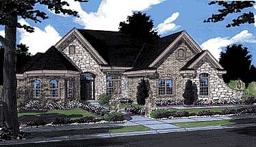 European, Traditional Plan with 2598 Sq. Ft., 3 Bedrooms, 3 Bathrooms, 2 Car Garage Elevation