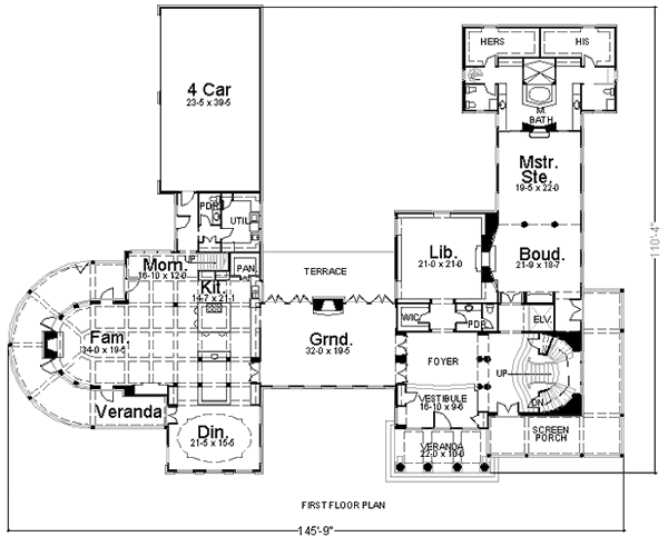 House Plan 98261 Level One