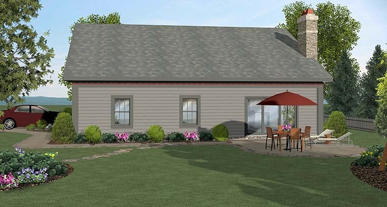 Cottage, Craftsman, Ranch House Plan 98400 with 4 Bed, 2 Bath, 2 Car Garage Rear Elevation