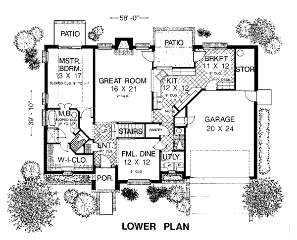 House Plan 98517 Level One