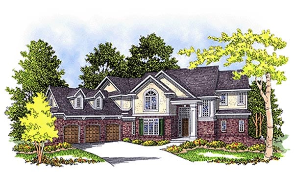 European Plan with 3511 Sq. Ft., 4 Bedrooms, 4 Bathrooms, 3 Car Garage Elevation