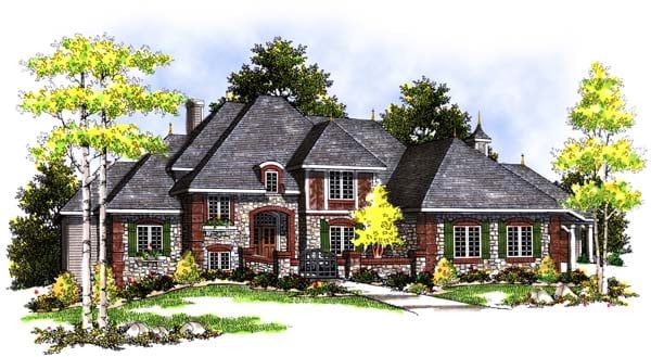 European, Tudor Plan with 3109 Sq. Ft., 4 Bedrooms, 3 Bathrooms, 2 Car Garage Elevation