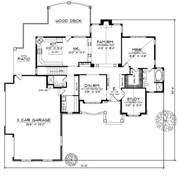 Plan 99199 | Tudor Style with 4 Bed, 3 Bath, 3 Car Garage