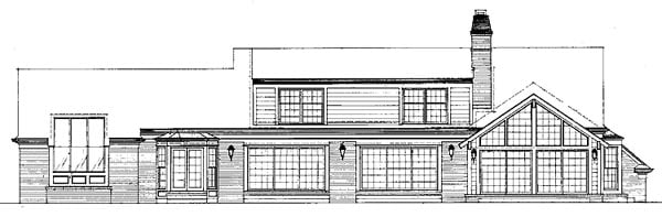 Ranch Plan with 4222 Sq. Ft., 3 Bedrooms, 4 Bathrooms Rear Elevation