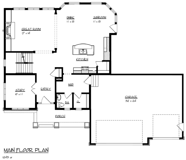 Plan 99380 | Traditional Style with 4 Bed, 3 Bath, 3 Car Garage