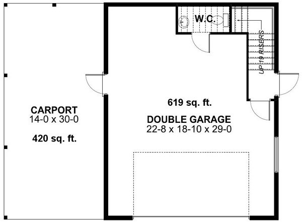 Plan 99942 | 3 Car Garage Apartment with 1 Bed, 1 Bath