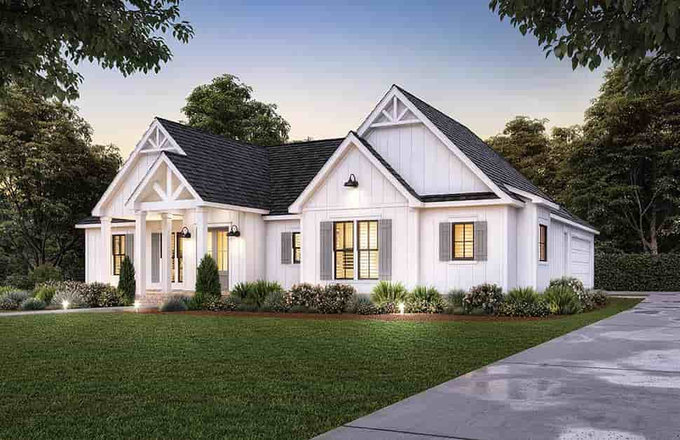 Plan 41454 | Country Ranch Home Plan with a Luxury Primary Bedroo