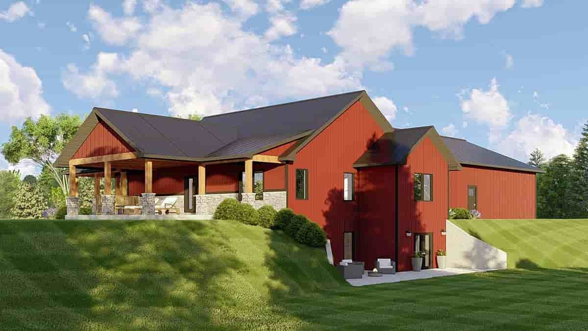 Plan 41860 | Barndominium House Plan with Massive Garage and Larg