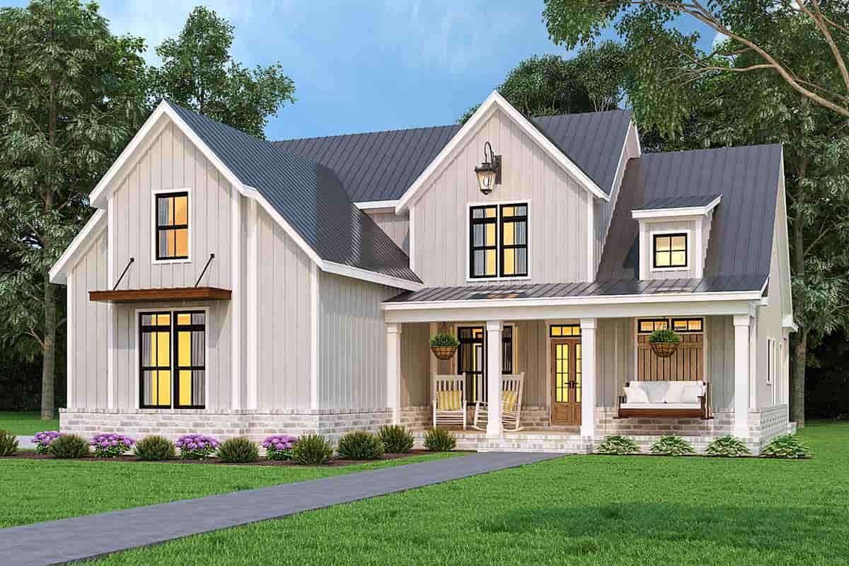 Country, Farmhouse, Southern House Plan 72252 with 3 Bed, 4 Bath, 2 Car Garage Picture 1