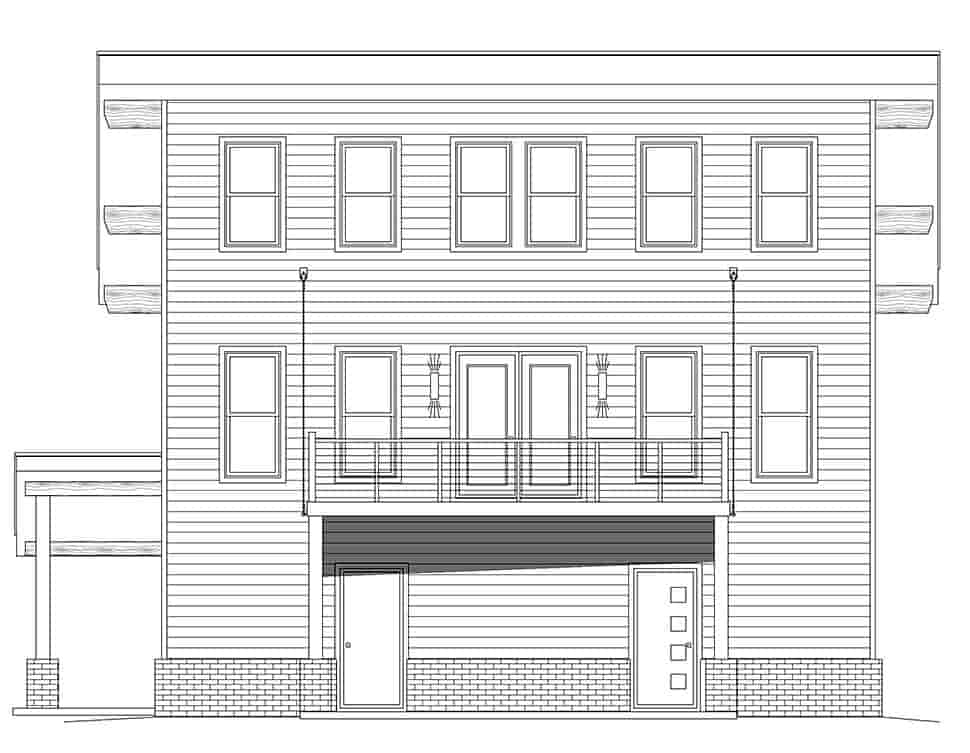 Coastal, Contemporary, Modern Garage-Living Plan 80979 with 3 Bed, 4 Bath, 2 Car Garage Picture 3