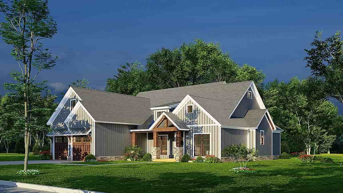 Bungalow, Cottage, Craftsman, Farmhouse, Traditional House Plan 82661 with 3 Bed, 2 Bath, 2 Car Garage Picture 1