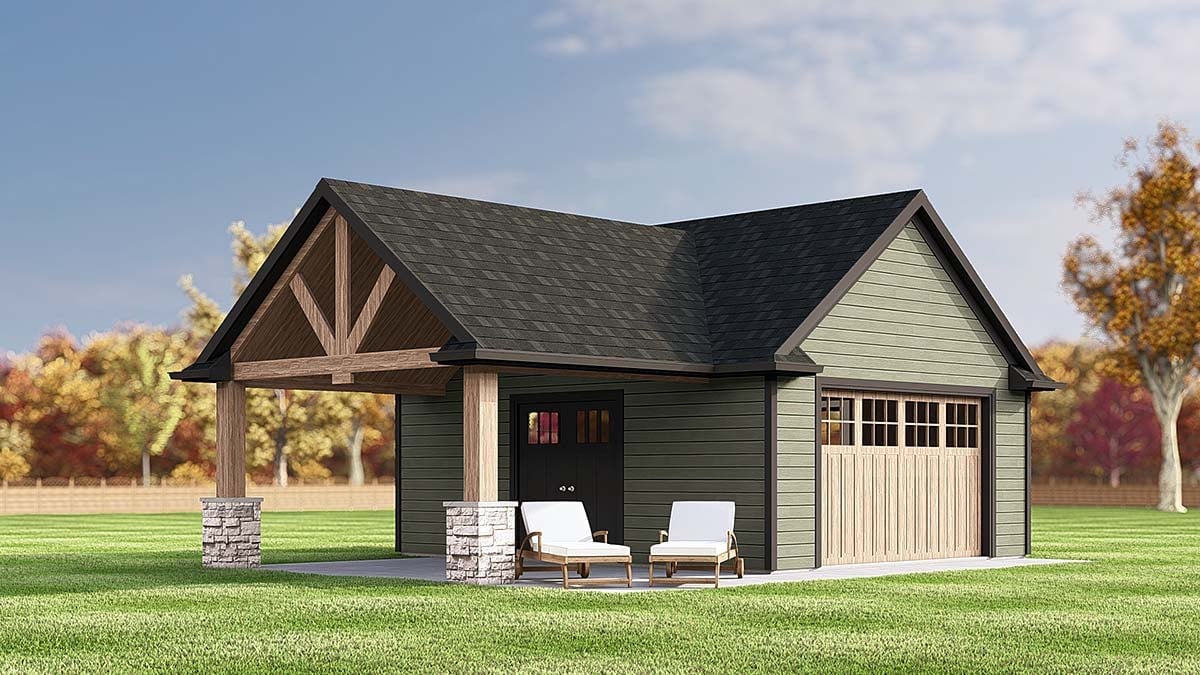 Garage Plan 100709 - 1 Car Garage Elevation