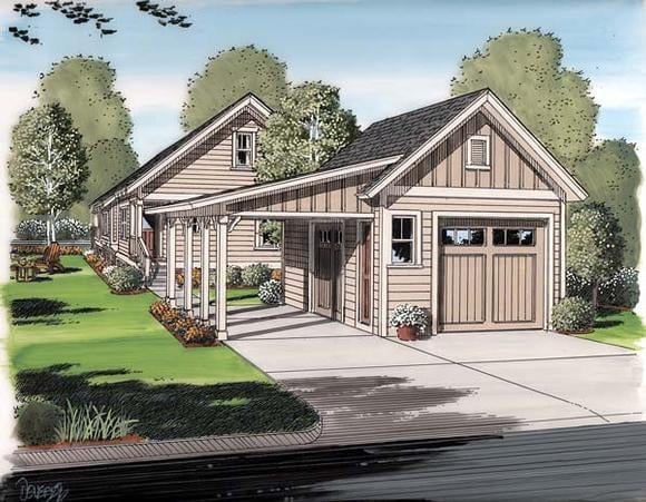 Carport Plans, 20'x20' Modern Two Car Garage Pavilion Blueprints