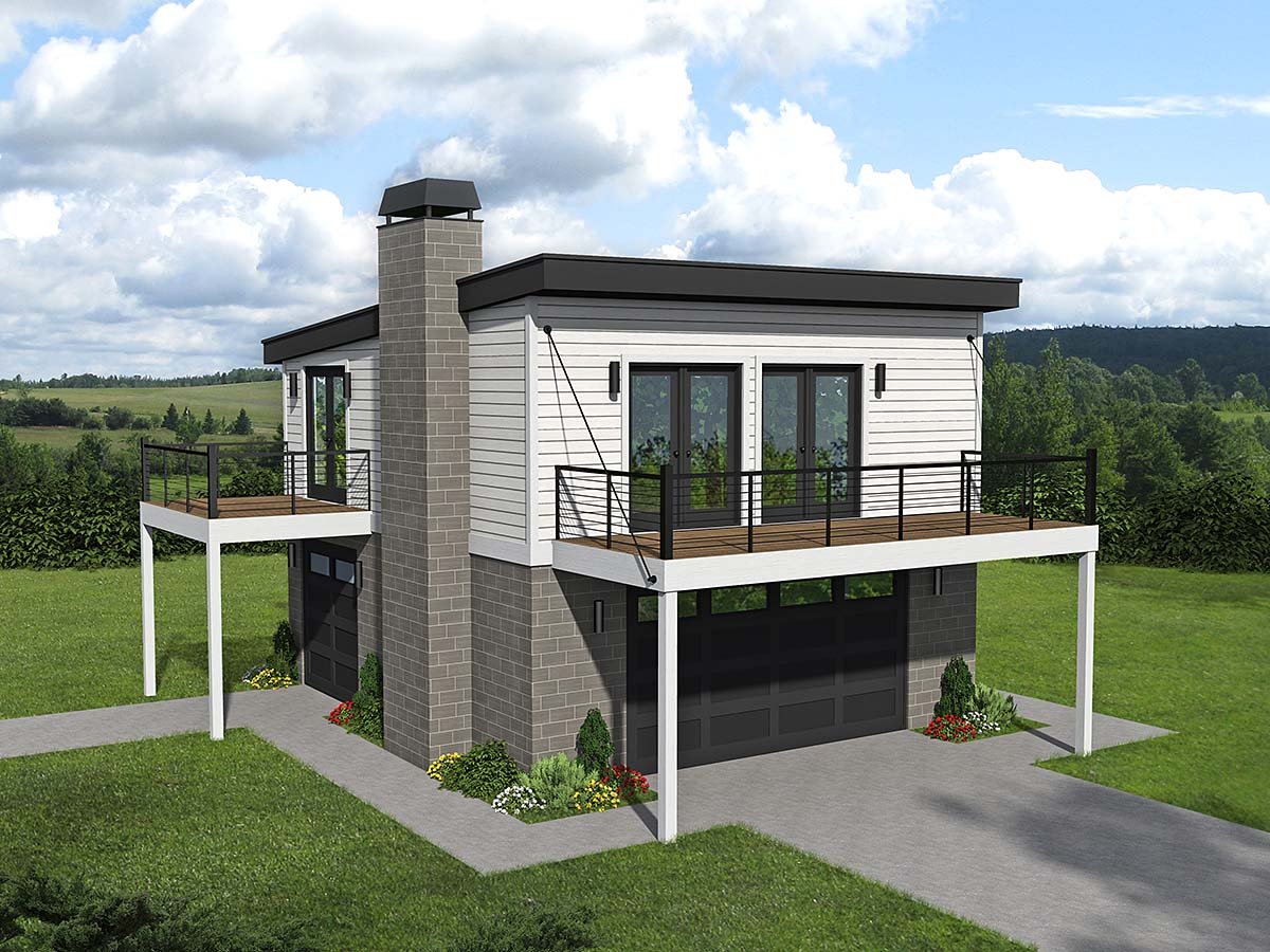 Garage-Living Plan 40862 Elevation