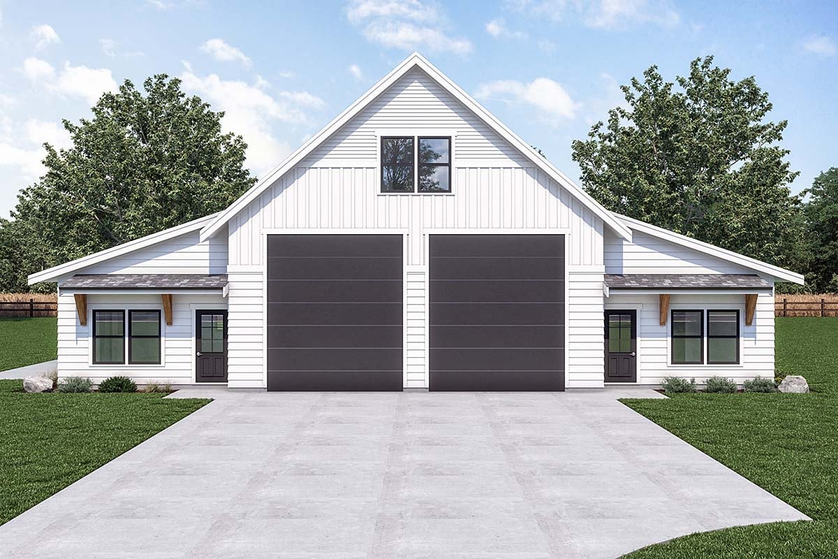 Plan 40995 | Barndominium Style with 1 Bed, 1 Bath, 2 Car Garage