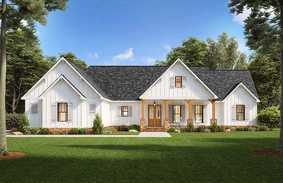 House Plans With Windows For Great Views, Modern Farmhouse With Walkout Basement
