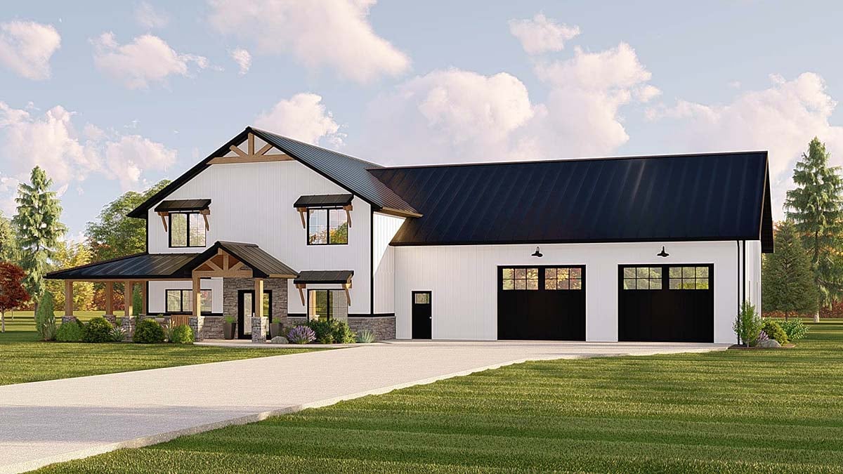 Plan 41824 | Barndominium or Barndo House Plan with Large Attache