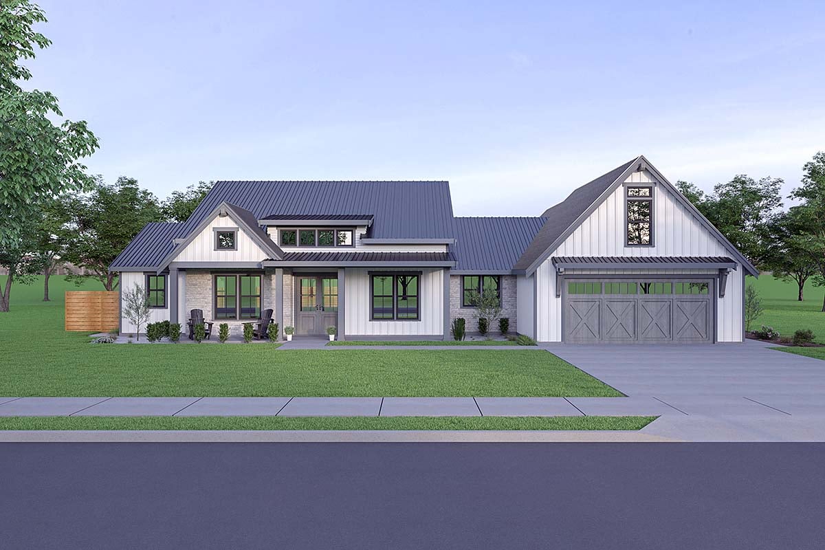 Contemporary, Country, Farmhouse, Ranch House Plan 43606 with 3 Bed, 3 Bath, 2 Car Garage Elevation