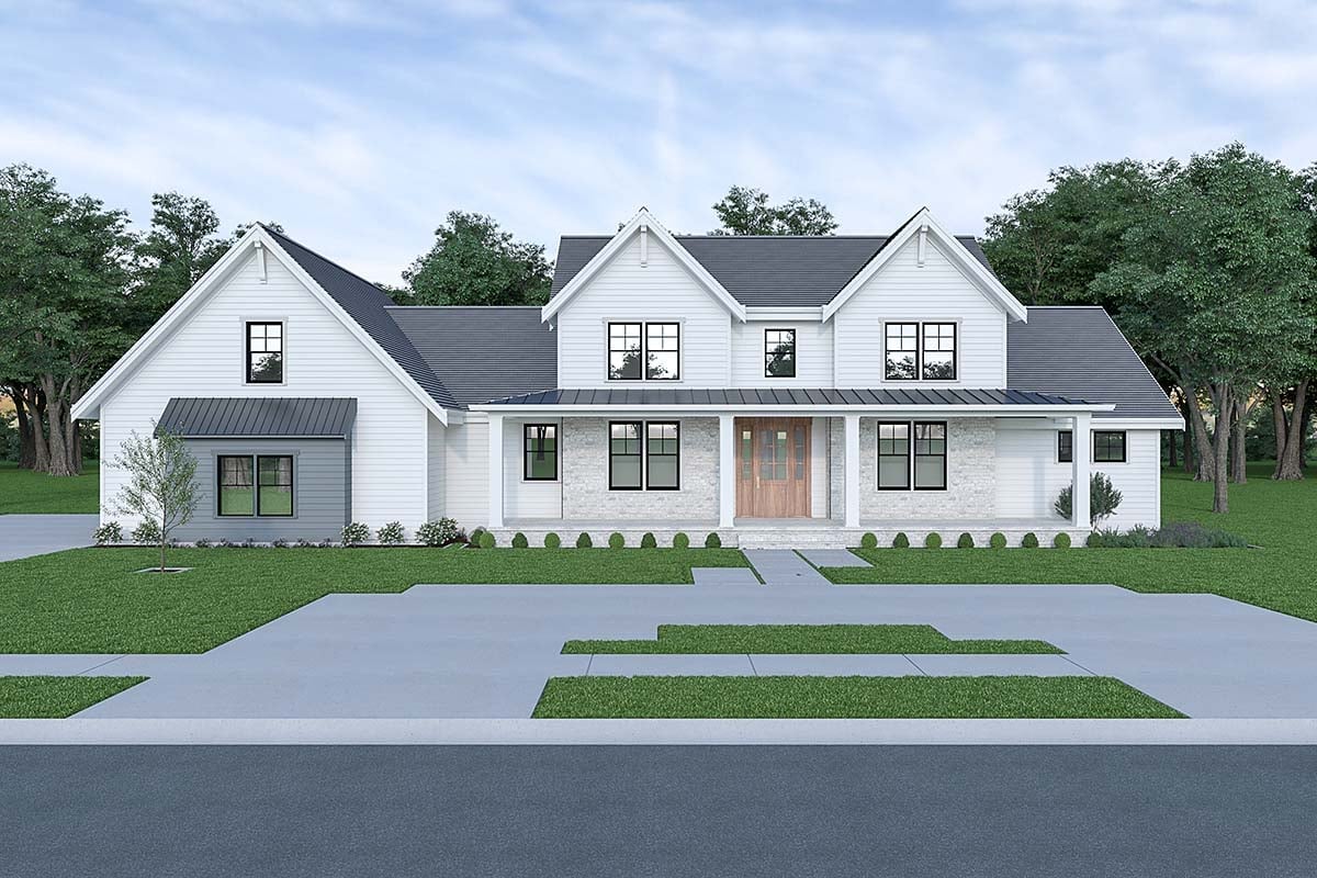 Contemporary, Country, Craftsman, Farmhouse House Plan 43611 with 4 Bed, 4 Bath, 3 Car Garage Elevation