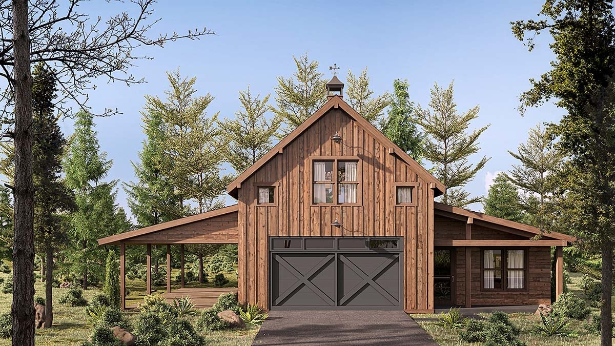 Garage-Living Plan 43695 Elevation