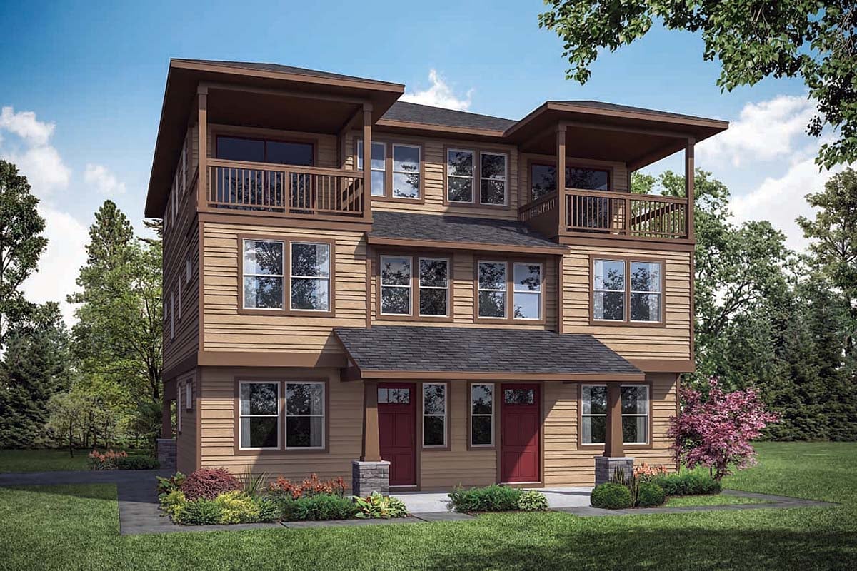 Multi-Family Plan 43704 Elevation