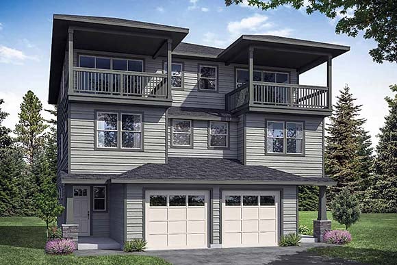 Multi-Family Plan 43708 Elevation