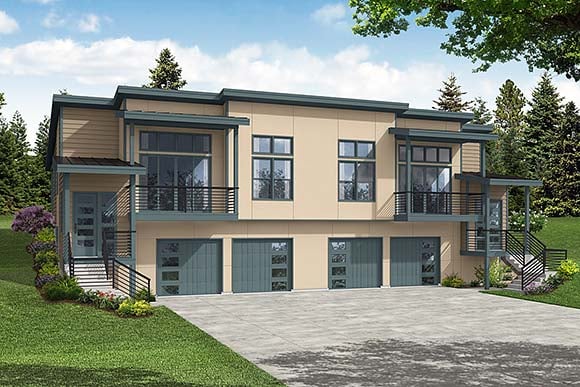 Multi-Family Plan 43713 Elevation