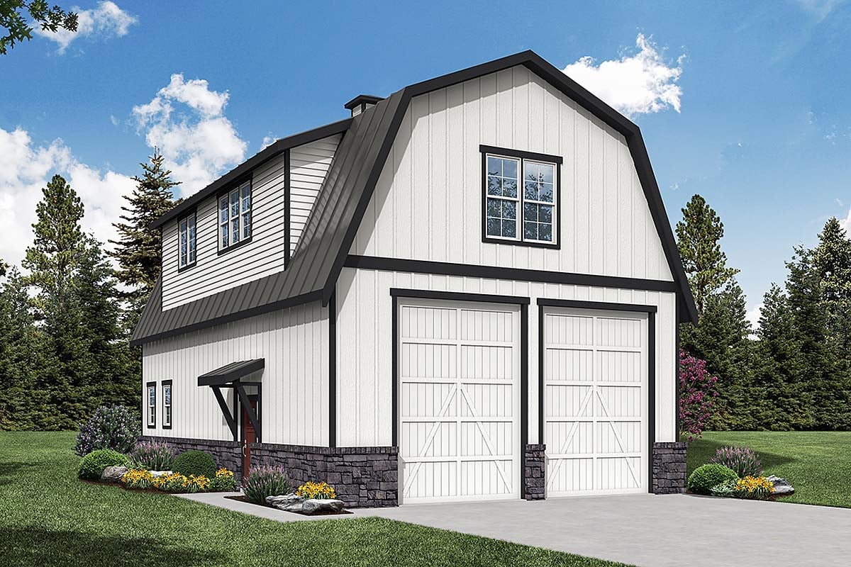 Garage-Living Plan 43767 Elevation