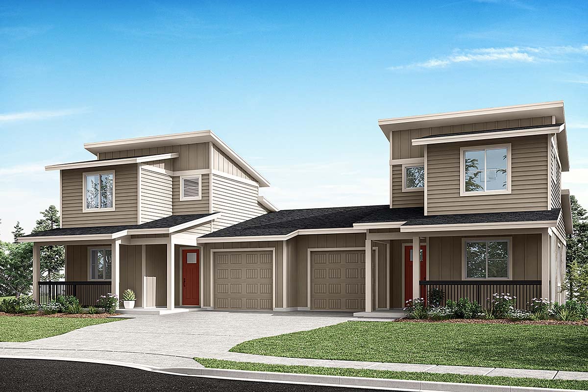 Multi-Family Plan 43769 Elevation
