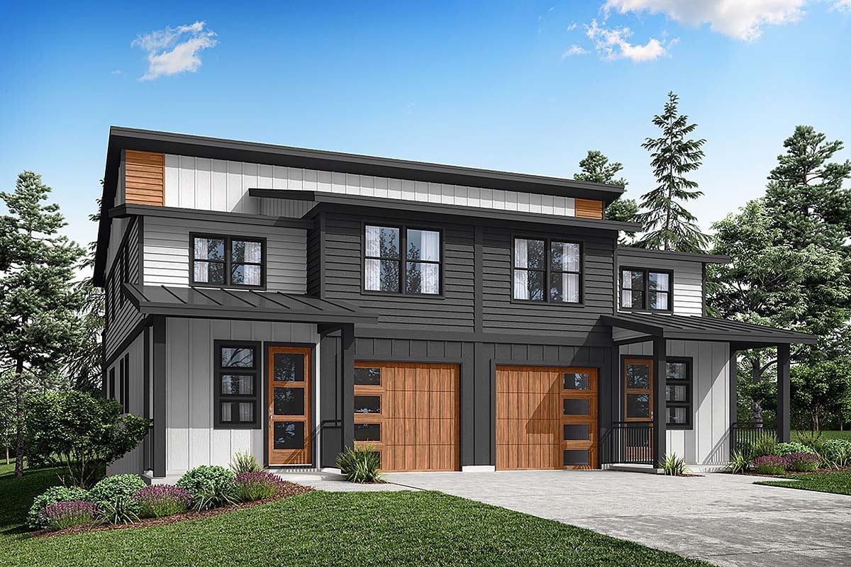 Multi-Family Plan 43774 Elevation