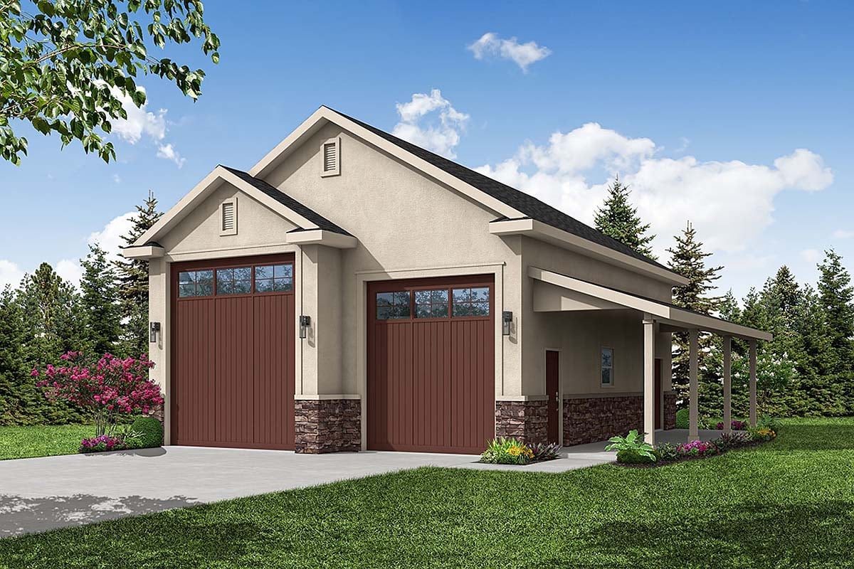 Garage Plan 43776 - 4 Car Garage Elevation