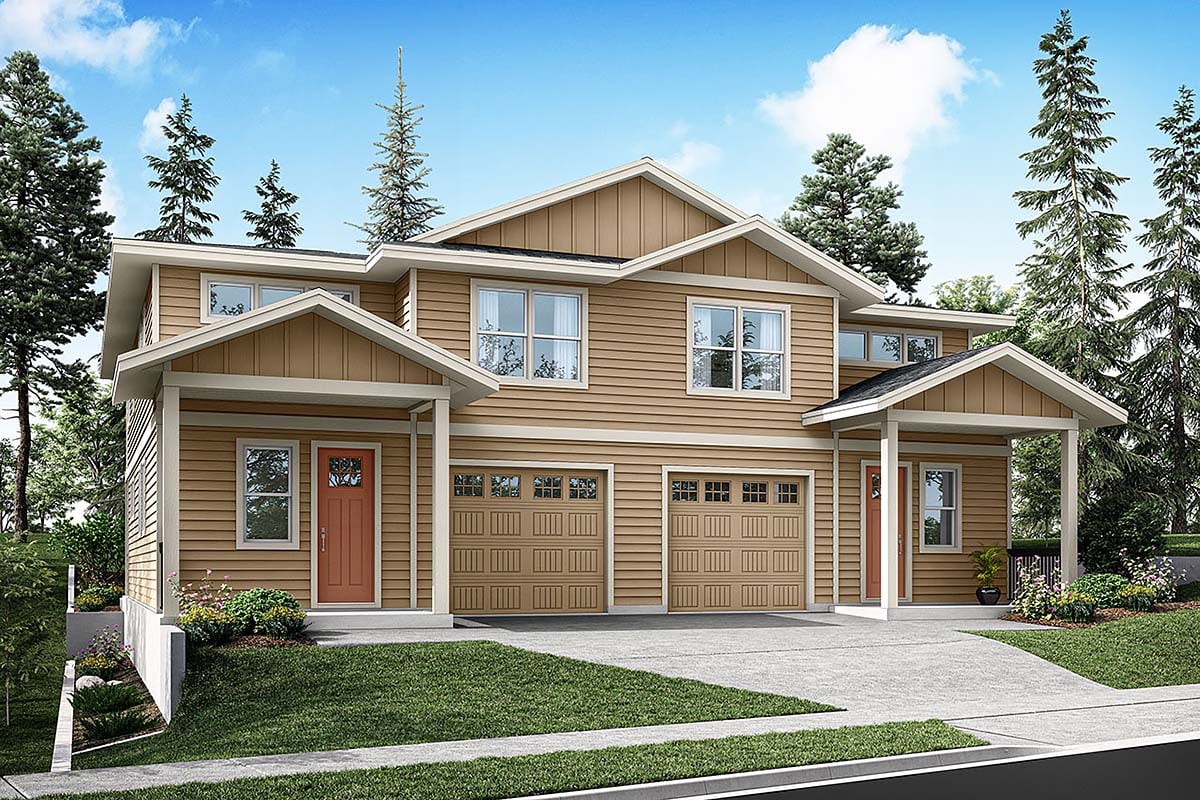 Multi-Family Plan 43790 Elevation