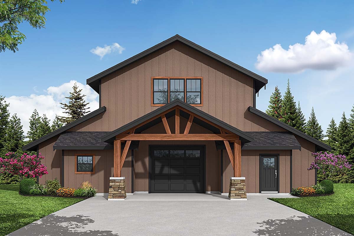 Garage-Living Plan 43795 Elevation