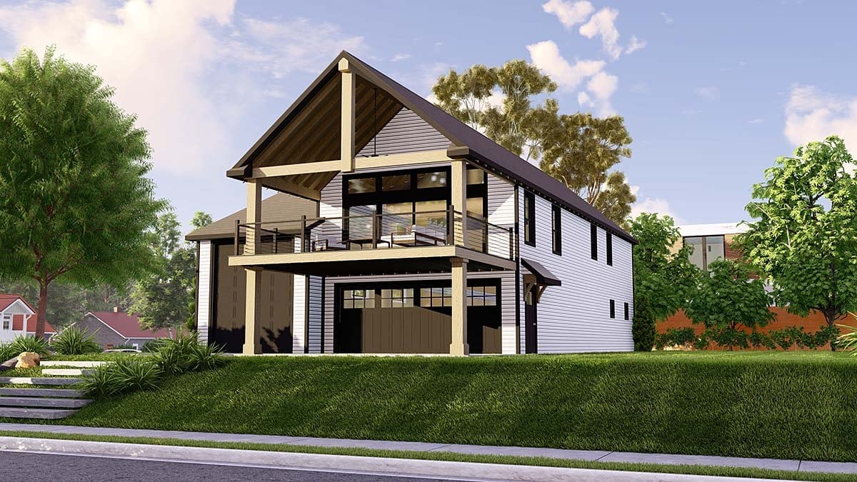 Garage-Living Plan 43908 Elevation
