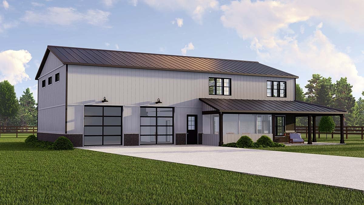 Plan 43914 | Barndominium Style with 3 Bed, 4 Bath, 2 Car Garage