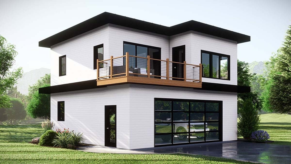 Garage-Living Plan 43941 Elevation