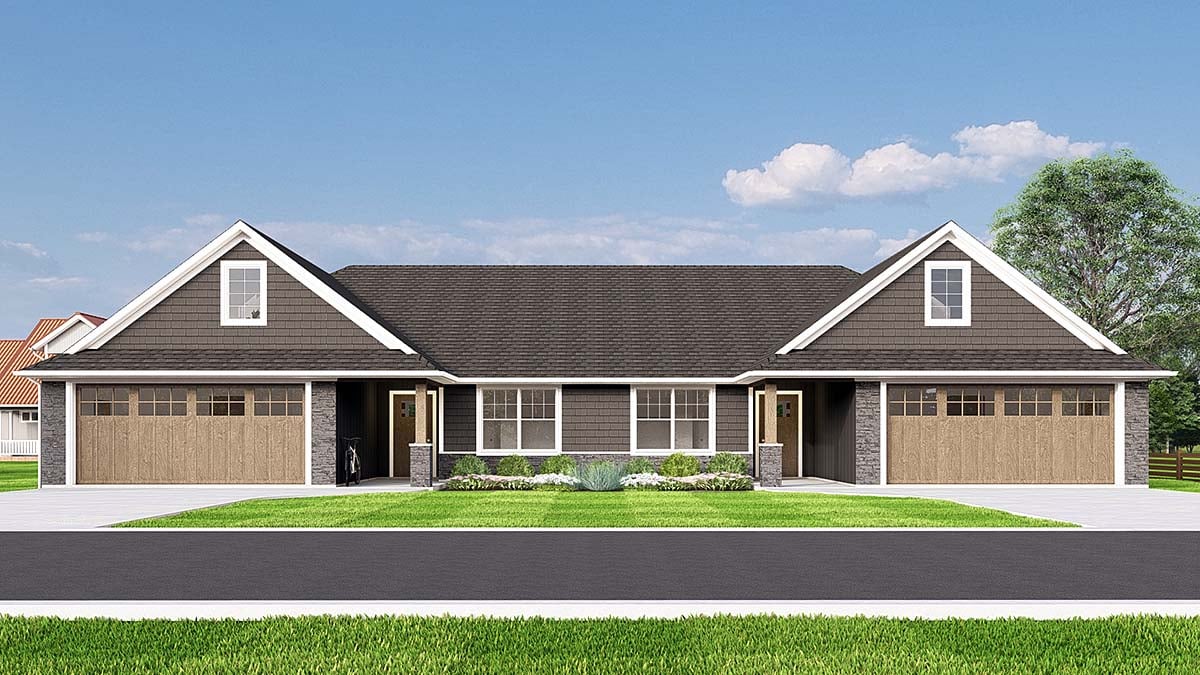 Multi-Family Plan 43983 Elevation