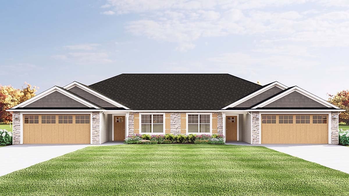 Multi-Family Plan 43985 Elevation