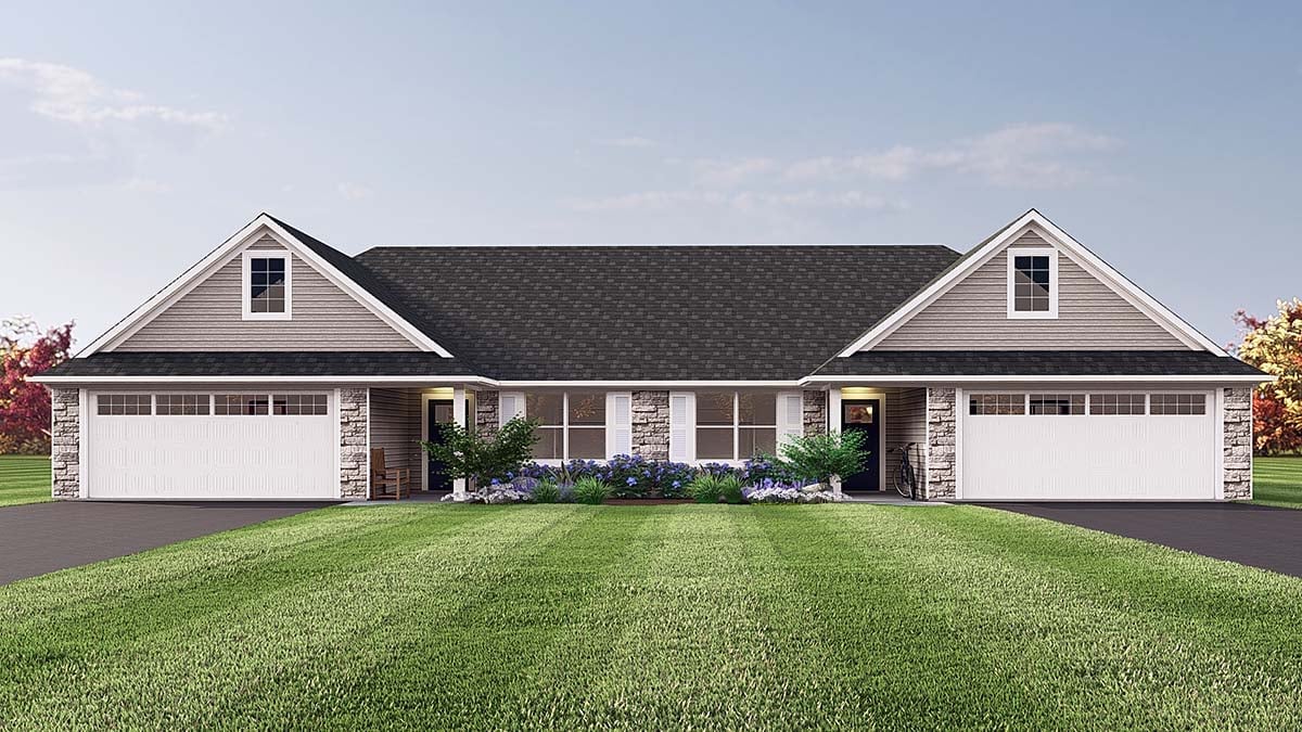 Multi-Family Plan 43987 Elevation