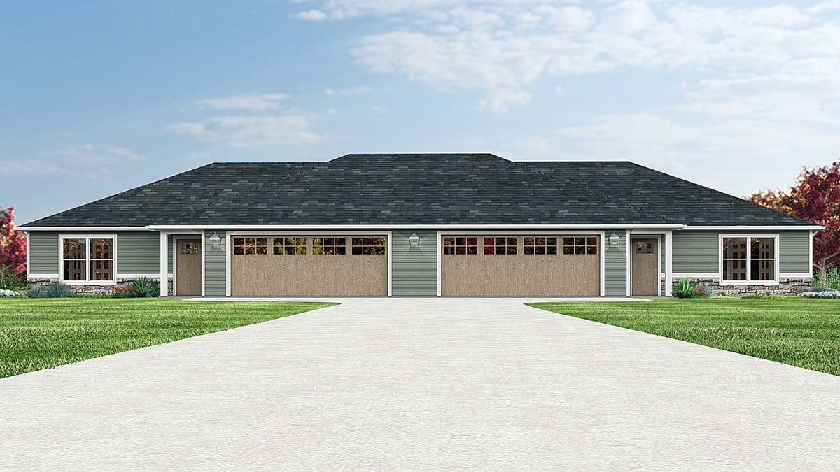 Multi-Family Plan 43988 Elevation