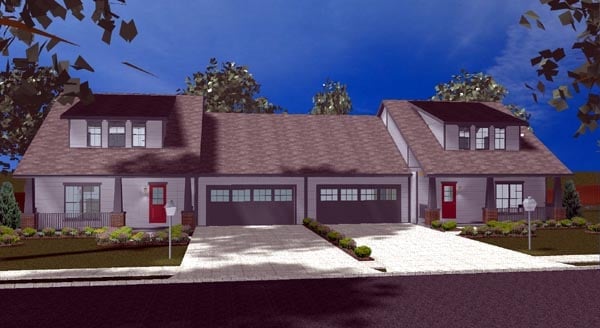 Multi-Family Plan 44102 Elevation