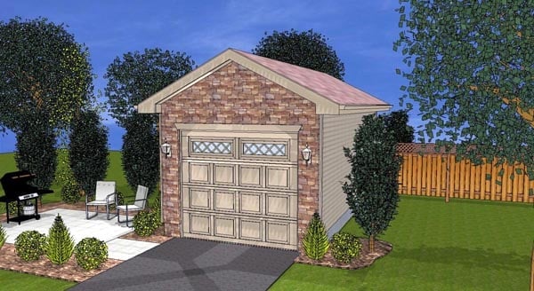 Garage Plan 44124 - 1 Car Garage Elevation