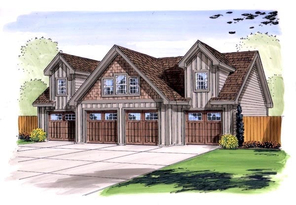 Garage Plan 44143 - 4 Car Garage Elevation