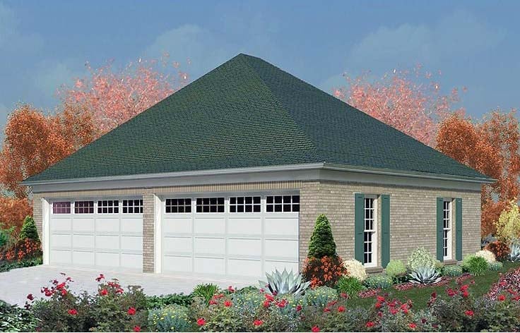 Garage Plan 47093 - 4 Car Garage Elevation
