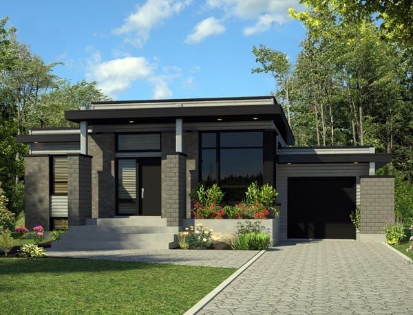 Plan 50354 | Contemporary Style with 3 Bed, 2 Bath, 1 Car Garage